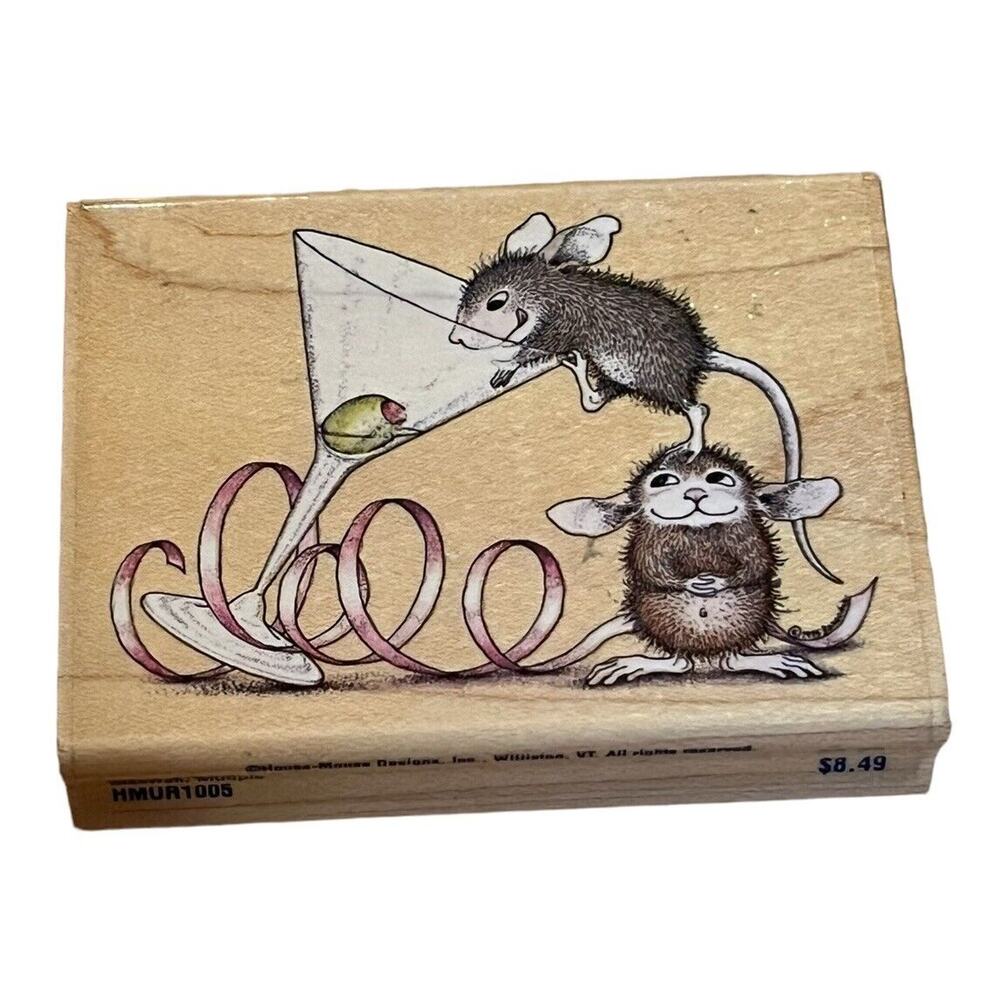 House Mouse Stampabilities Olive A Party Wood Mounted Rubber Stamp New
